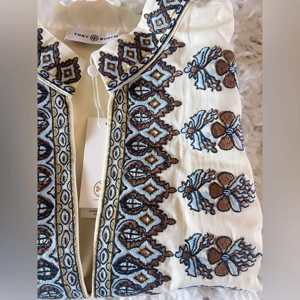 NWT Tory Burch Embroidered Cotton Tunic Size M